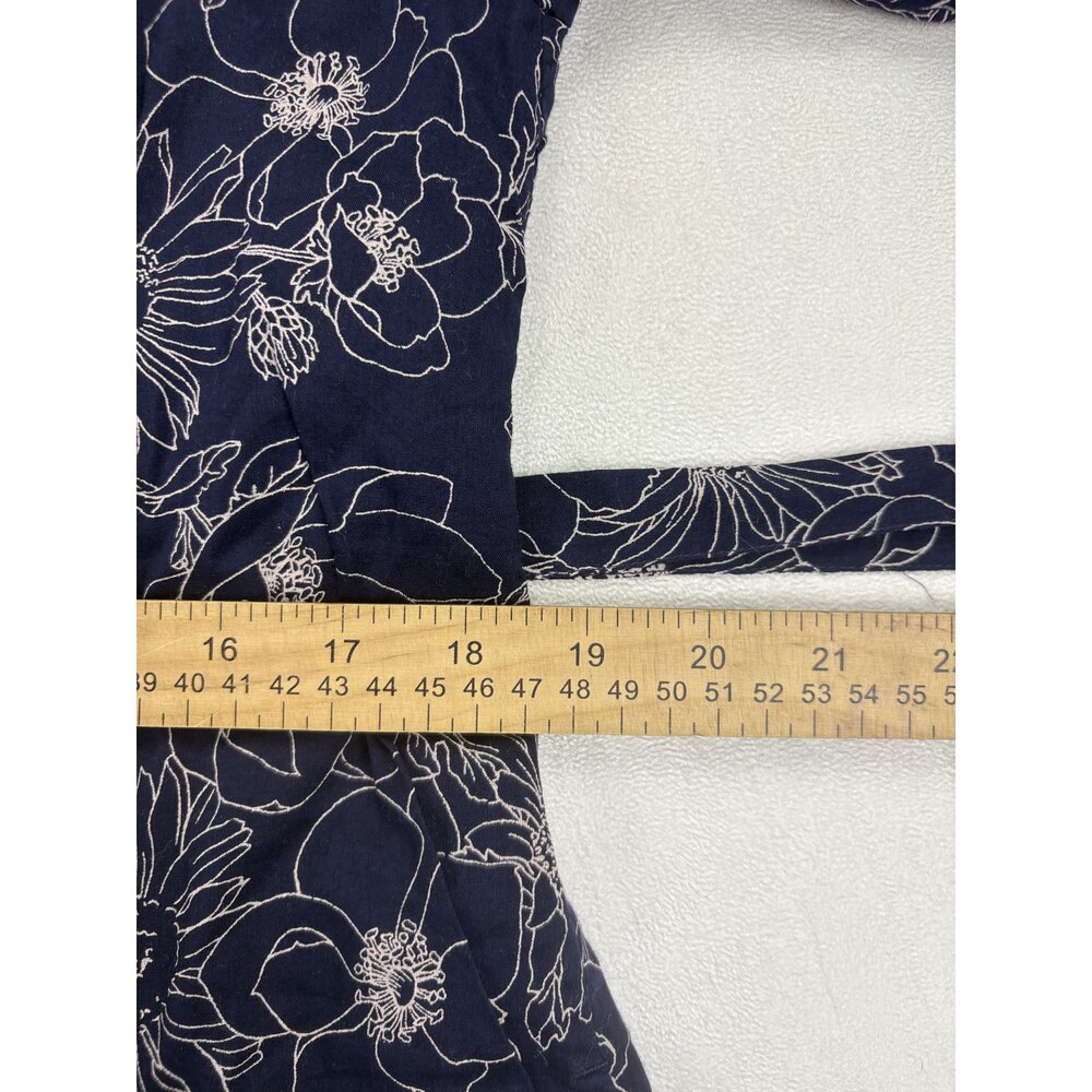 Gap Floral Midi Dress Size S Ruffle Hem Tie Waist Navy - Picture 11 of 12